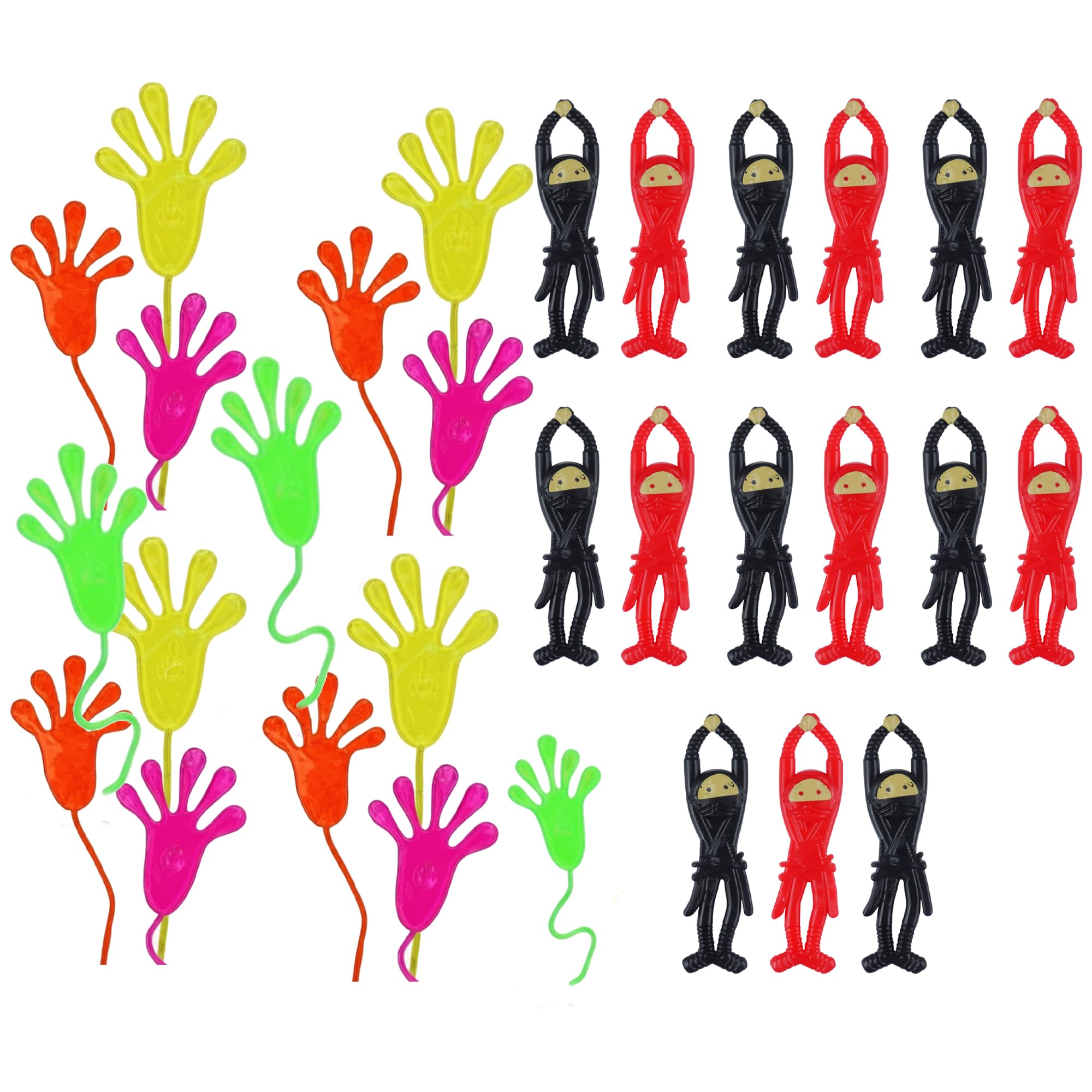HiFEN 50 PCS Christmas Sticky Hands and Stretchy Ninja Toys Set – Bulk Kids Party Bag Fillers, Classroom Prizes, Stocking Stuffers & Sensory Fidget Rewards for Boys and Girls