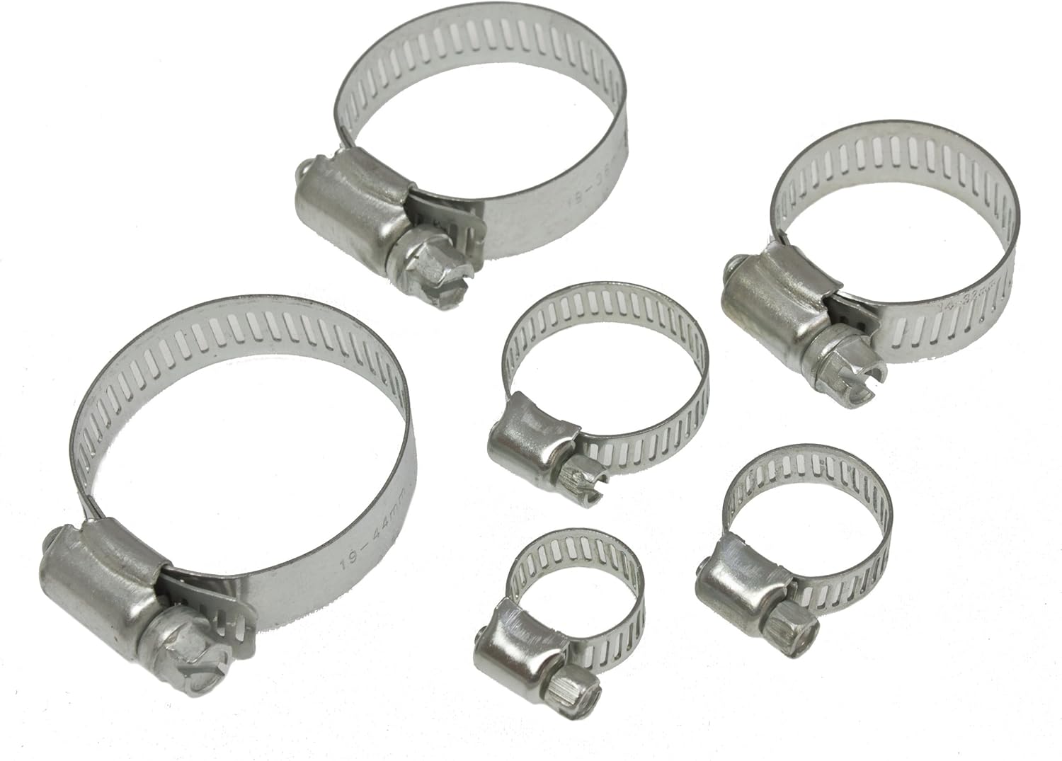 toolzone HW039 8-44 mm Stainless Steel Hose Clamps Clips - Silver (35-Piece) - Image 3