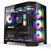 RUIX OV303 ATX Mid-Tower PC Case, Pre-Installed 4 x 120mm Prism ARGB PWM Fans, USB 3.0 &amp; Type-C Ports, High-Airflow Gaming Computer Case - Black