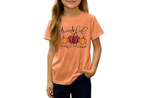 CAZYCHILD Kids Thanksgiving Shirts for Boys Girls Thankful Funny T-Shirt Pumpkin Graphic Grateful Shirt 7-14 Years