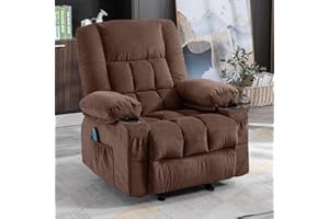 BOSMILLER Massage Rocker Recliner Chair with Vibration Massage and Heat Ergonomic Lounge Chair for Living Room with Rocking Function and Side Pocket, 2 Cup Holders, USB Charge Port