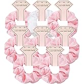 8pcs Satin Bridesmaid Proposal Gifts Hair Ties Hair Scrunchies Bachelorette Party Favors Satin Bridesmaid Gift for Wedding Parties (white & pink)