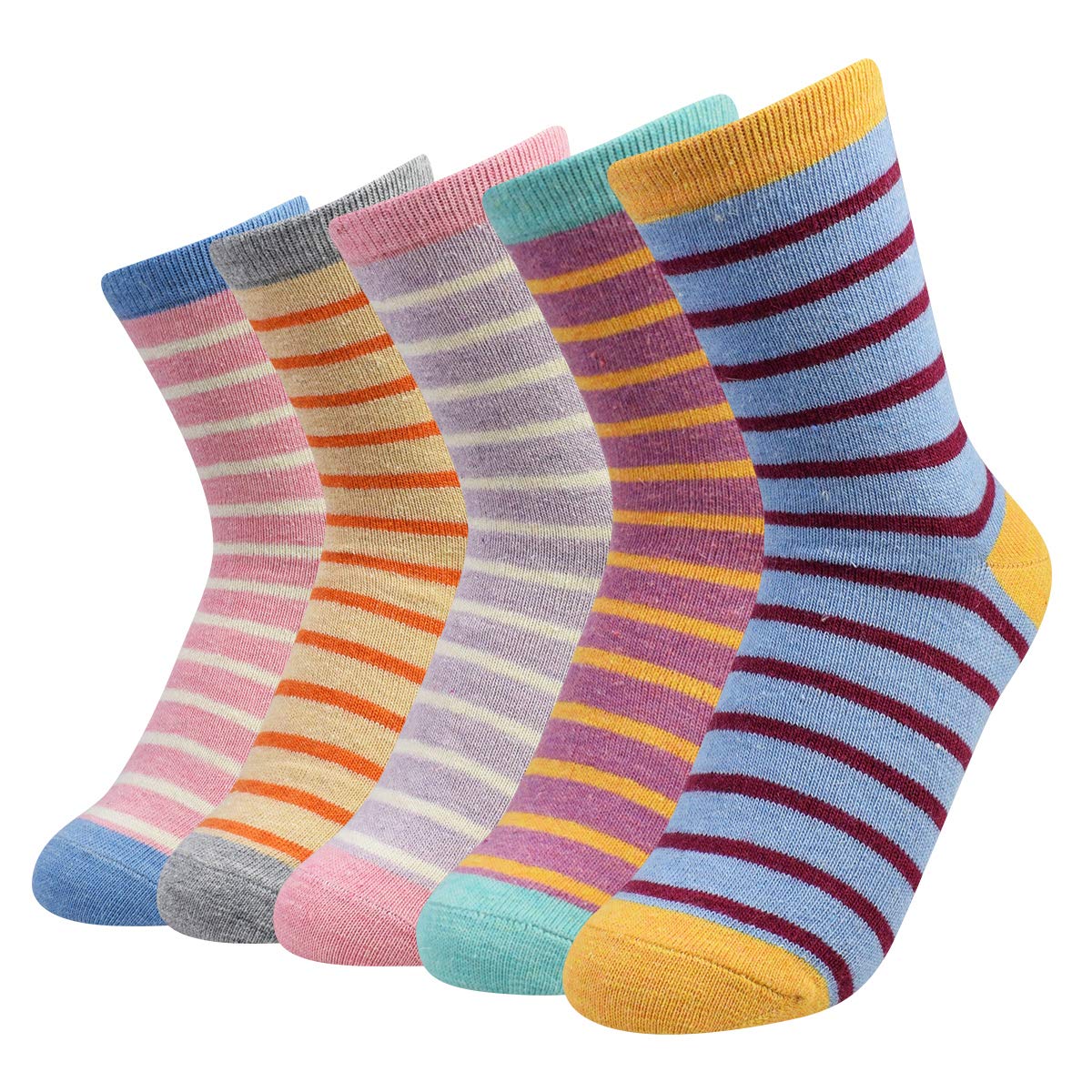 LA DEARCHUU Thermal Wool Socks for Women, Ladies Winter Bed Thick Warm Crew Wool Bed Socks UK Size 3-7, Comfort Colorfull Wide Stripe
