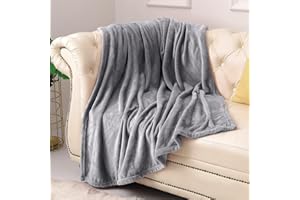 KMUSET Fleece Blanket Throw Size Grey Lightweight Super Soft Cozy Luxury Bed Blanket Microfiber Factory Shop