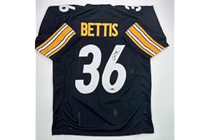 HOFSM.COM HALL OF FAME SPORTS MEMORABILIA Facsimile Autographed Jerome Bettis Pittsburgh Black Reprint Laser Auto Football Jersey Size Men's XL