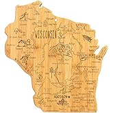 Totally Bamboo Destination Wisconsin State Shaped Serving and Cutting Board, Includes Hang Tie for Wall Display