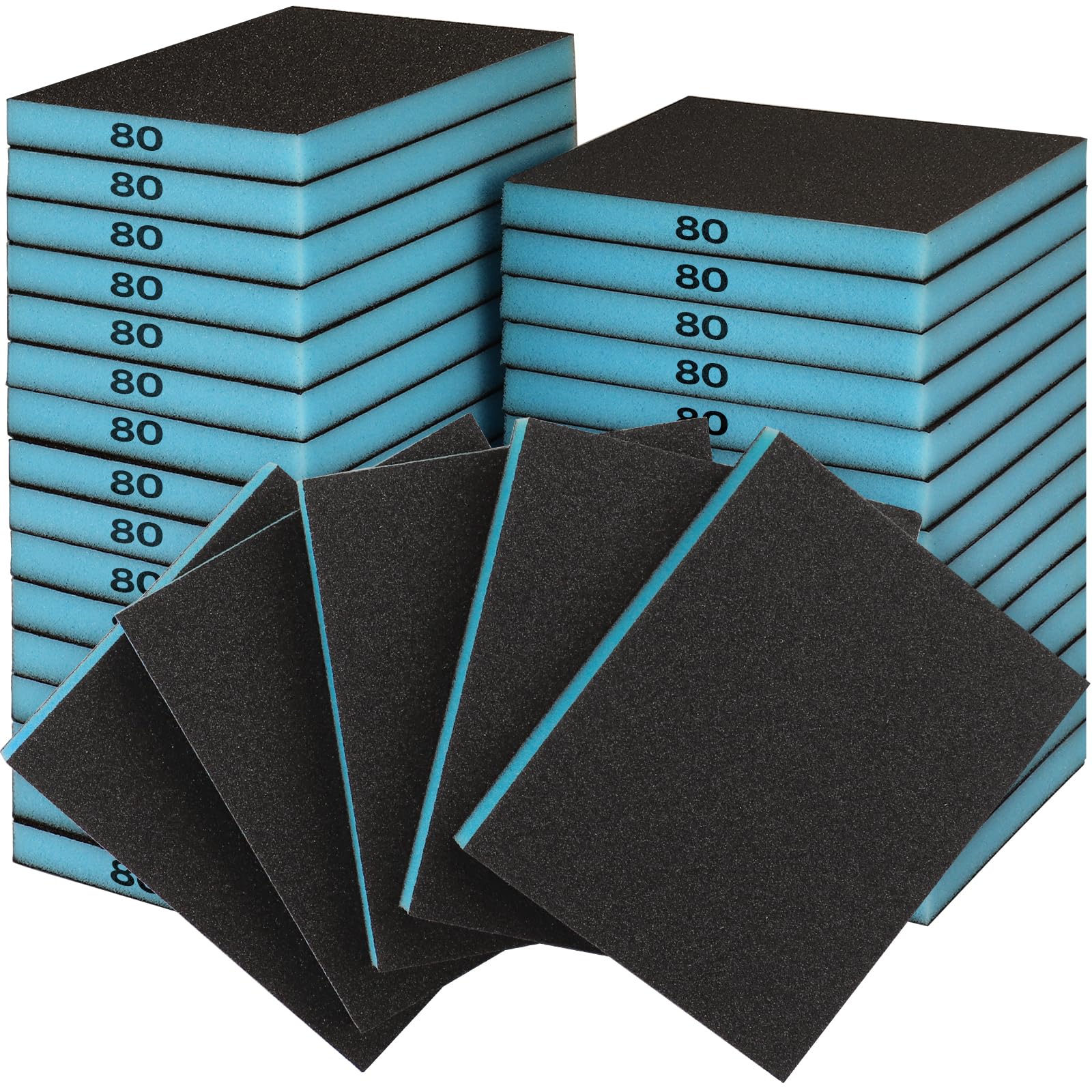 Sruhrak 18 PCS Sanding Sponge Set 80 Grits, Flexible Sanding Pads Wet Dry Reusable Sanding Block Sandpaper Block for Wood, Plastic, Drywall and Metal Polis