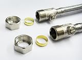 AK Pair Flexible Monobloc Tap Tail Connector with Isolator Valve M10/M12 view 6