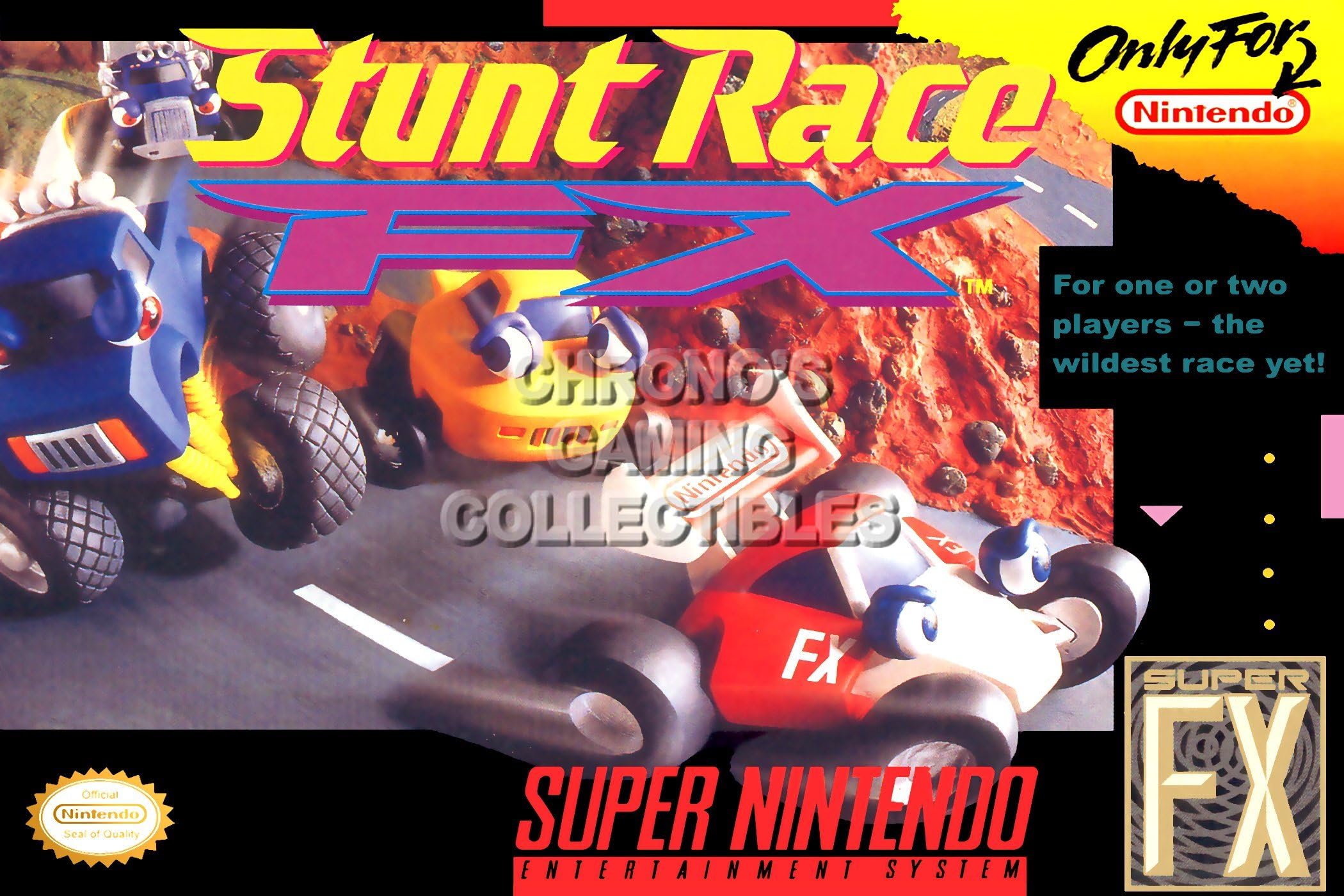 CGC Huge Poster - Stunt Race FX BOX ART Nintendo Super NES SNES - SNE107 (16" X 24")