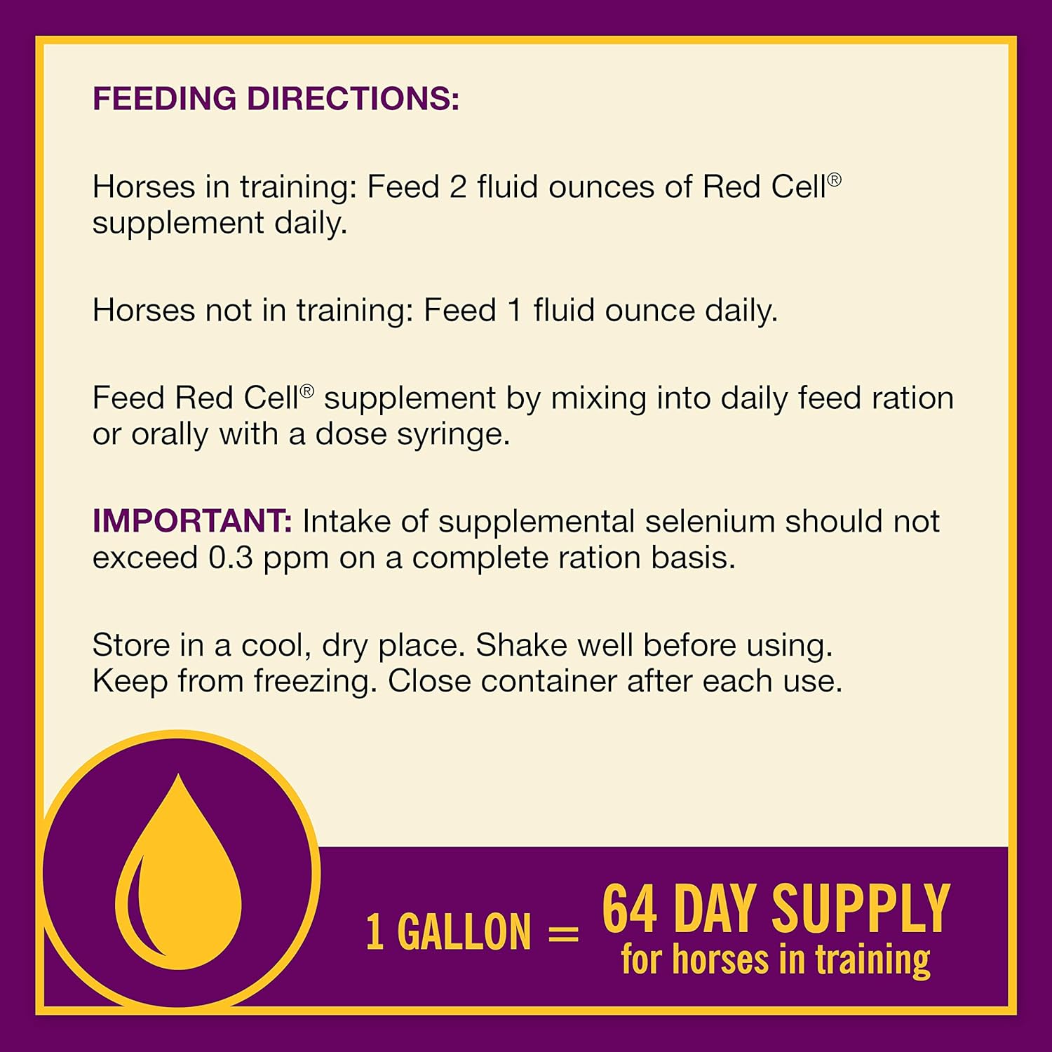 Horse Health Red Cell Iron-Rich Vitamin-Mineral Supplement, Industry Standard Vitamin-Mineral Liquid for Fueling Horses of All Ages, 1 gallon : Herbal Supplements : Pet Supplies