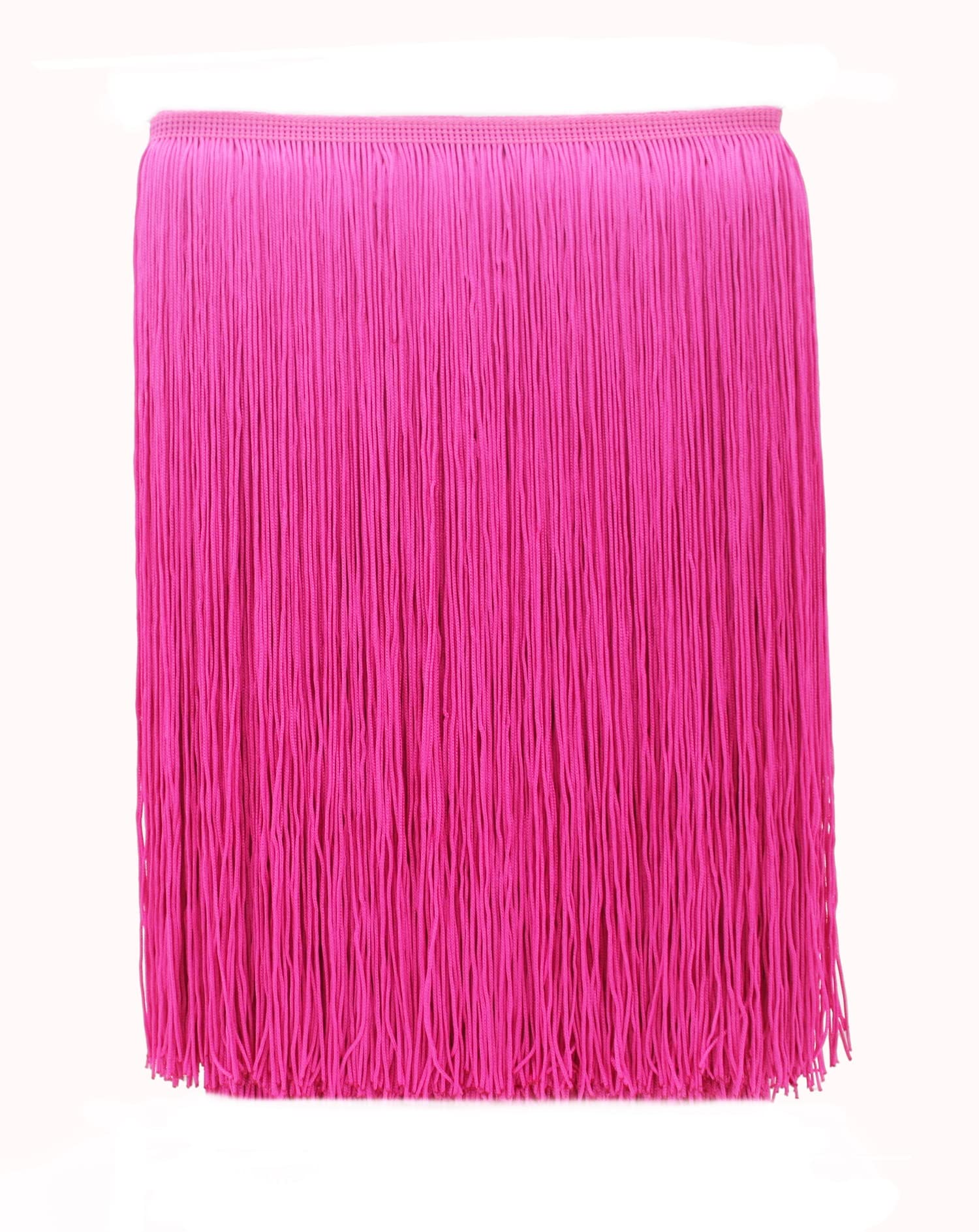Yalulu 10 Meters Long 30 CM Wide Polyester Latin Fringe Tassel Trimming Lace DIY Latin Macrame Samba Dance Dress Stage Clothes Curtain Trim (Rose Red)