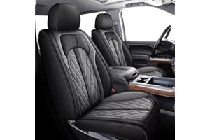 TTX LIGHTING Seat Covers Fit for 2007-2018 Chevrolet Chevy Silverado GMC Sierra 1500 2500HD 3500HD Trail Boss Z71 Crew Double Extended Cab Custom Leather Truck Seat Covers Full Set (Black&Grey)