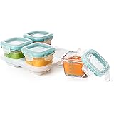OXO Tot Glass Baby Blocks Food Storage Containers, Teal, 4 oz