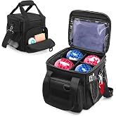 DSLEAF Bocce Ball Carry Bag for 8 Balls, Bocce Ball Storage Bag, Bag Only | Protective Detachable Divider, Portable Handle and Detachable Shoulder Strap