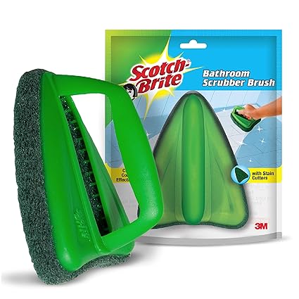 Scotch-Brite Bathroom Brush with abrasive scrubber for superior tile cleaning (Green)
