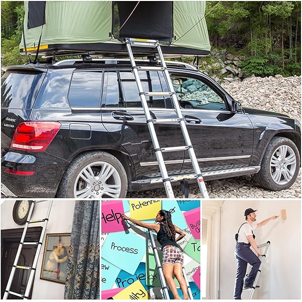 MGENLONG 6.6 FT EXTENSION LADDERS, LIGHTWEIGHT COLLAPSIBLE LADDERS, ALUMINUM TELESCOPING LADDERS FOR HOME, FOLDING TELESCOPING LADDER FOR RV, ATTIC, DAILY USE AT HOME, CAPACITY 330 LBS…