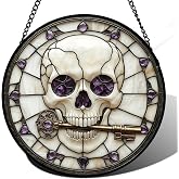 Skull Gothic Halloween Stained Glass Window Hanging Suncatcher Gifts 6.3