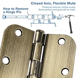 TDCHINGES 3 Pack Antique Brass Door Hinges 3.5 Inch
