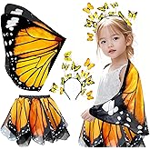 iROLEWIN Kids Toddler Butterfly-Wings-Costume for Girls Dress-Up Fairy-Wings Tutu Headband Christmas Birthday Gifts Toys 3+