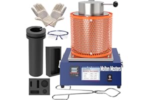 MOLTEN MASTERS MMasters Complete 3KG Electric Melting Furnace Kit – Smelting Set with Graphite Crucible, Ingot Mold, Tongs, Gloves & Goggles – Ideal for Gold, Silver, Copper, Aluminum Refining