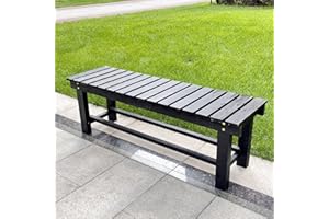 YangAera 35.4'' Outdoor Garden Benches Weatherproof Patio Bench Two-Person Seat Backless Bench Wood Bench with Slatted High Temperature Bench for Front Porch Backyard (Upgraded to Prevent Fading)