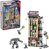 LEGO Marvel Spider-Man vs. Mysterio: The Daily Bugle Building Toy - Pretend Play Set with 7 Minifigures & Rhino Mech - Super 