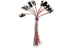 LAMPVPATH (Pack of 10) I-Type 9V Battery Connector, 9 Volt Battery Clip, 9V Battery Clip Connector with Wire and Hard Buckle 