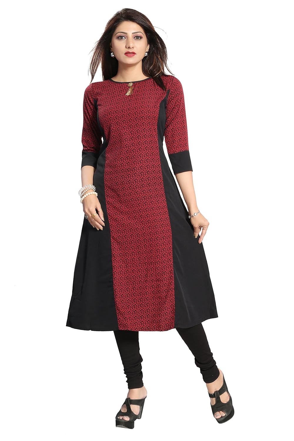 alc creations women's faux crepe a-line kurti