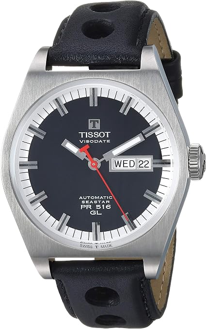Tissot Herrenuhr T-Classic Automatik – Schwarzes Zifferblatt, Lederarmband, Wasserdicht 50 M