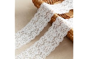 LYXMYGS Lace Trim Ribbon, 5-Yard White Lace Ribbon, 2.36 Inch Width White Laces Trims Delicate Crown Ribbons for Crafts Sewing and Bridal Wedding Dress Applique Decorations