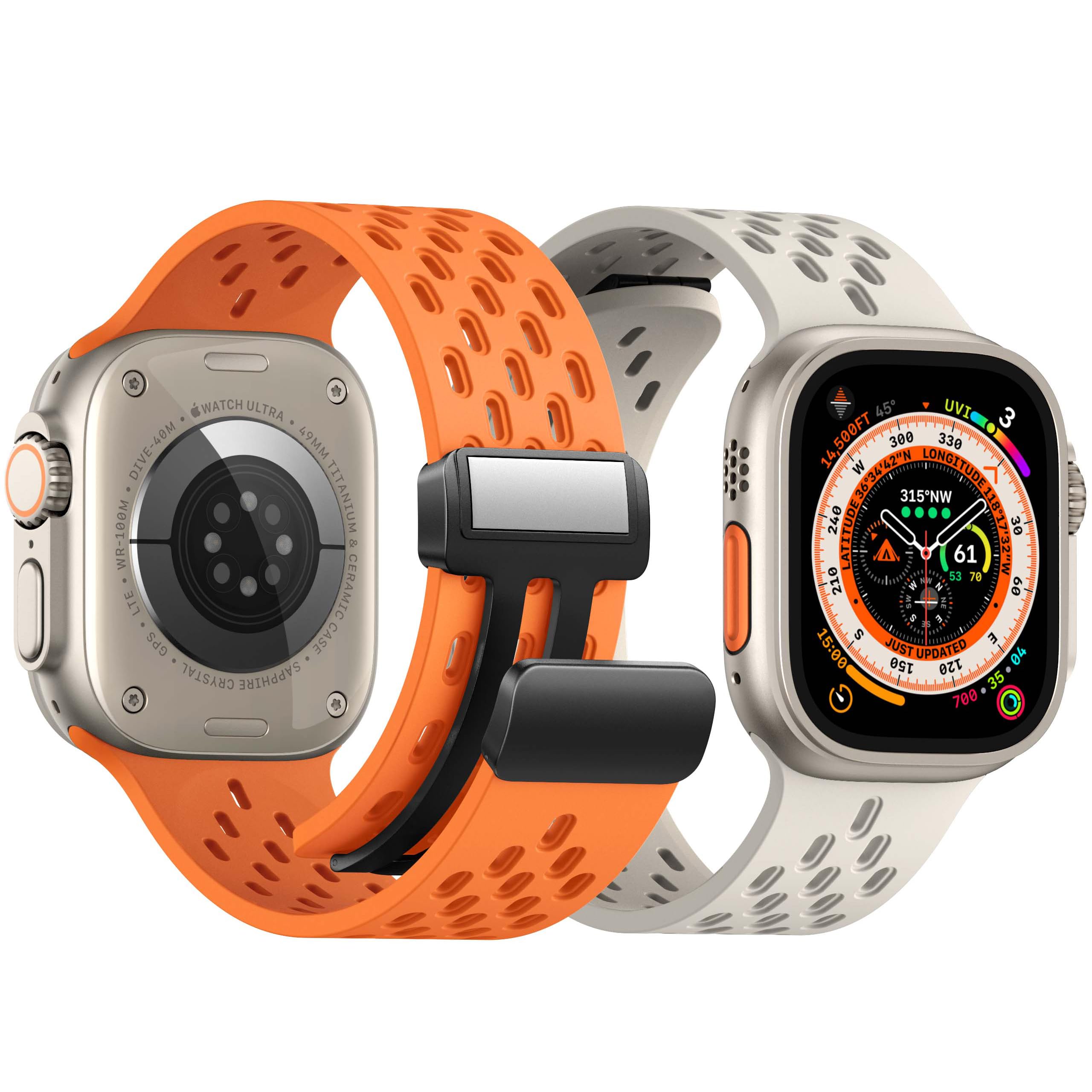 Photo 1 of Magnetic Anti Sweat Sport Band/Strap for Apple Watch, Waterproof Breathable Silicone Correas. Para Compatible with iWatch Ultra SE Series 10/9/8/7/6/5/4/3/2/1,For Women Men, 42mm 44mm 45mm 46mm 49mm