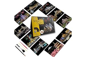 PAITUEND Scratch Art Book for Adults-Landmark Building Scratch Paper|Scratch Painting Paper Craft Kit|Creative Foil Engraving Scratch Art|Scratch City Series Books for Travel Lovers,Craft Lovers(City Series 1)