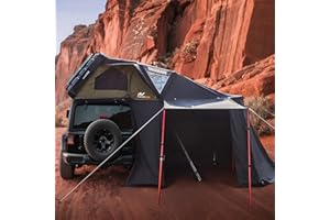 Bayati Naturnest Rooftop Tent Hard Shell with Annex Room, Easy Set Up Large Tent for 2-3 Person Camping, Waterproof 4 Season Tents for Truck, Jeep, SUV, Van, Trailer - Sirius 1 Plus with Annex Room