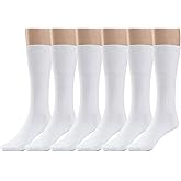Silky Toes Cotton Diabetic Dress Socks for Men Non Binding Seamless Crew Socks, 3 or 6 Pk Multi Colors Big Sizes