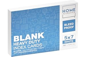 Home Advantage 5x7 Blank Index Cards - Our 50 Pack of Blank Notecards Use Heavy Duty Cardstock to Make Them Bleed Proof - These Plain Index Cards Make Perfect Blank Flashcards & Blank Note Cards