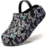 SECHRITE Womens Platform Graphic Clogs Garden Shoes Slip On Sandals Water Beach Outdoor Slippers Shoes with Removable Insole