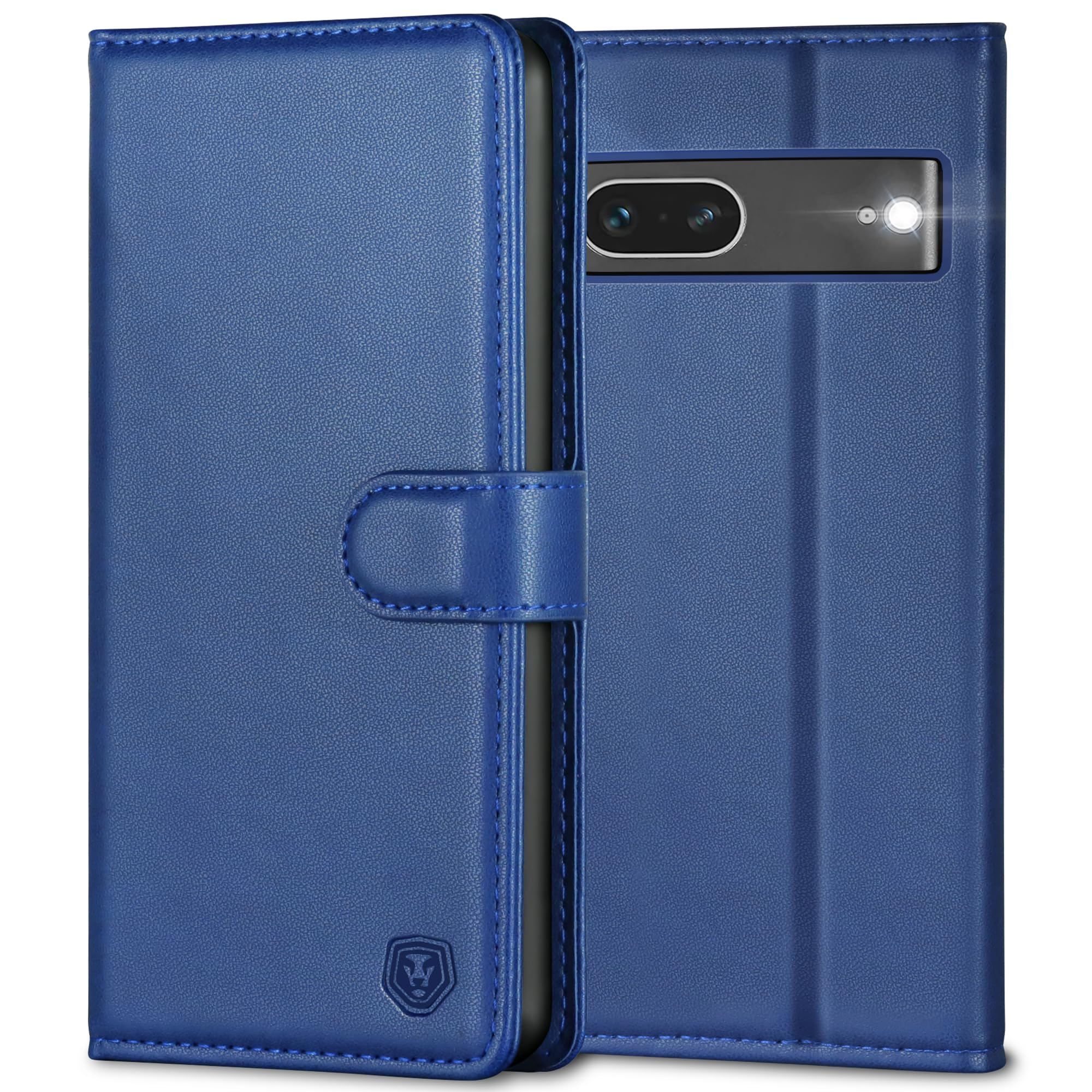 Kuafcase for Google Pixel 7 Case, 4 Card Slots Magnetic Closure Kickstand Shockproof Protective Phone Case for Google Pixel 7 - Royal Blue