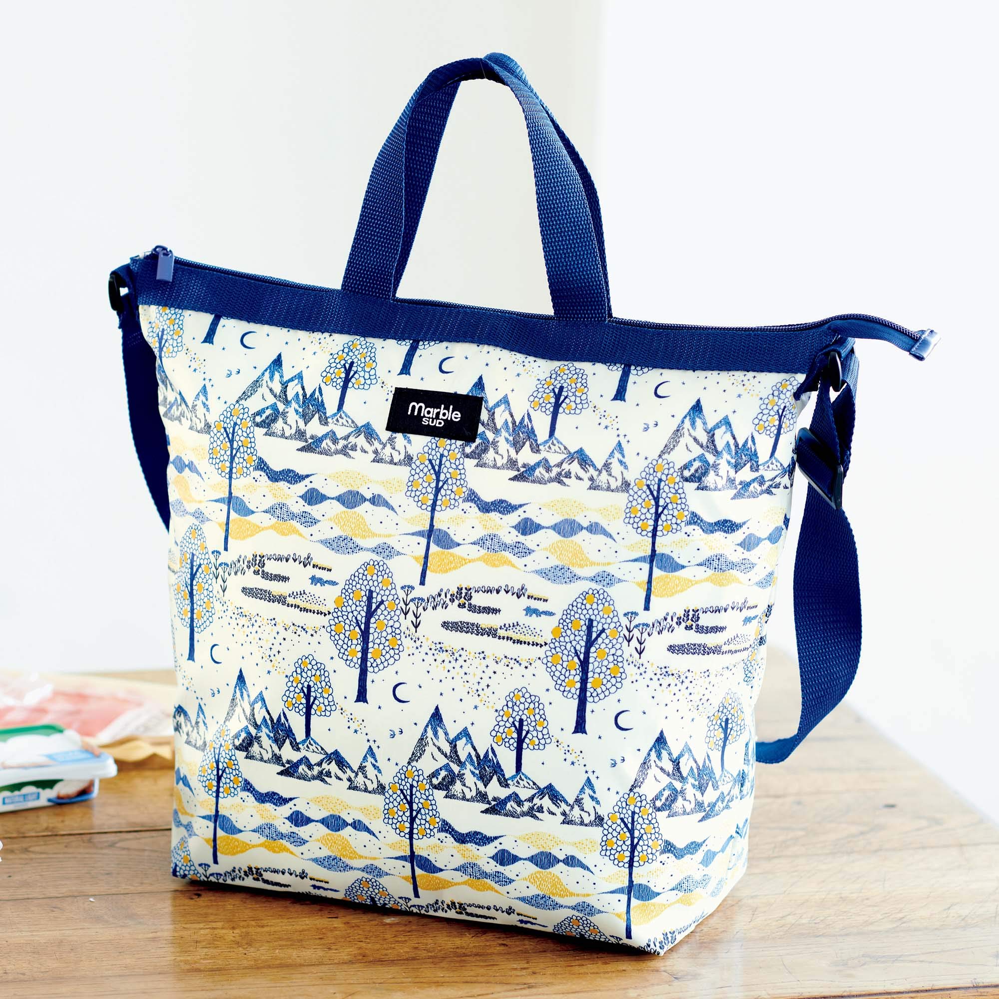 リンネル2021年6月号：4/20発売【雑誌付録】マーブルシュッド(marble SUD)保冷機能付きショルダーエコバッグ