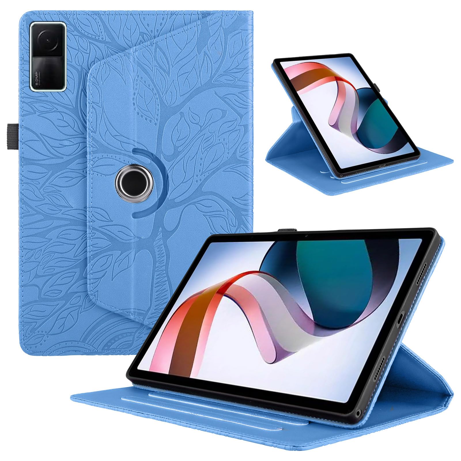TEDTIKJT Rotating Case for Xiaomi Redmi Pad 10.61 Inch 2022 360 Degree Rotating Stand Protective Cover PU Leather Tablet Case for Xiaomi Redmi Pad 10.6 Flip Cover, Blue