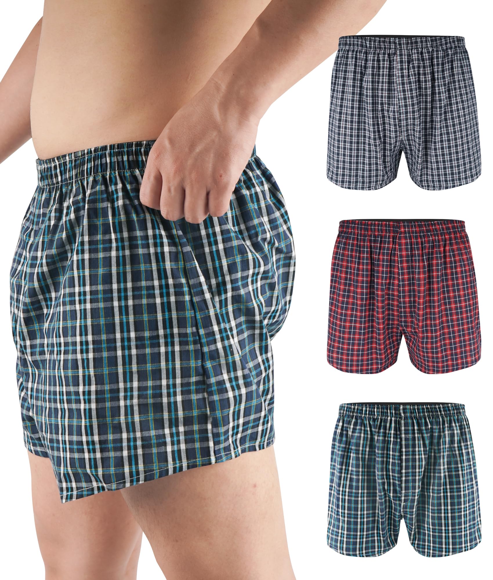 Photo 1 of YESWEL Men's Incontinence Underwear Washable Reusable Boxer Briefs with Front Fly 3 Pack (Multicolor01, Large)