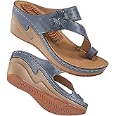 Womens Sandals Wedge 2026: All-Day Comfort Orthopedic Wedges Flip Flops Casual Walking Shoes with Adjustable for Summer Dressy