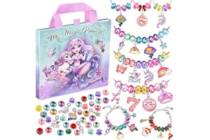 BDBKYWY Girls Charm Bracelet Making Kit: Mermaid Jewelry Supplies Make Set Charm Bracelets Kits DIY Art Craft Set Girl Toys Age 5 6 7 8 9 10 11 12 Year Old Girl Little Children Creative Birthday Gifts for Kid