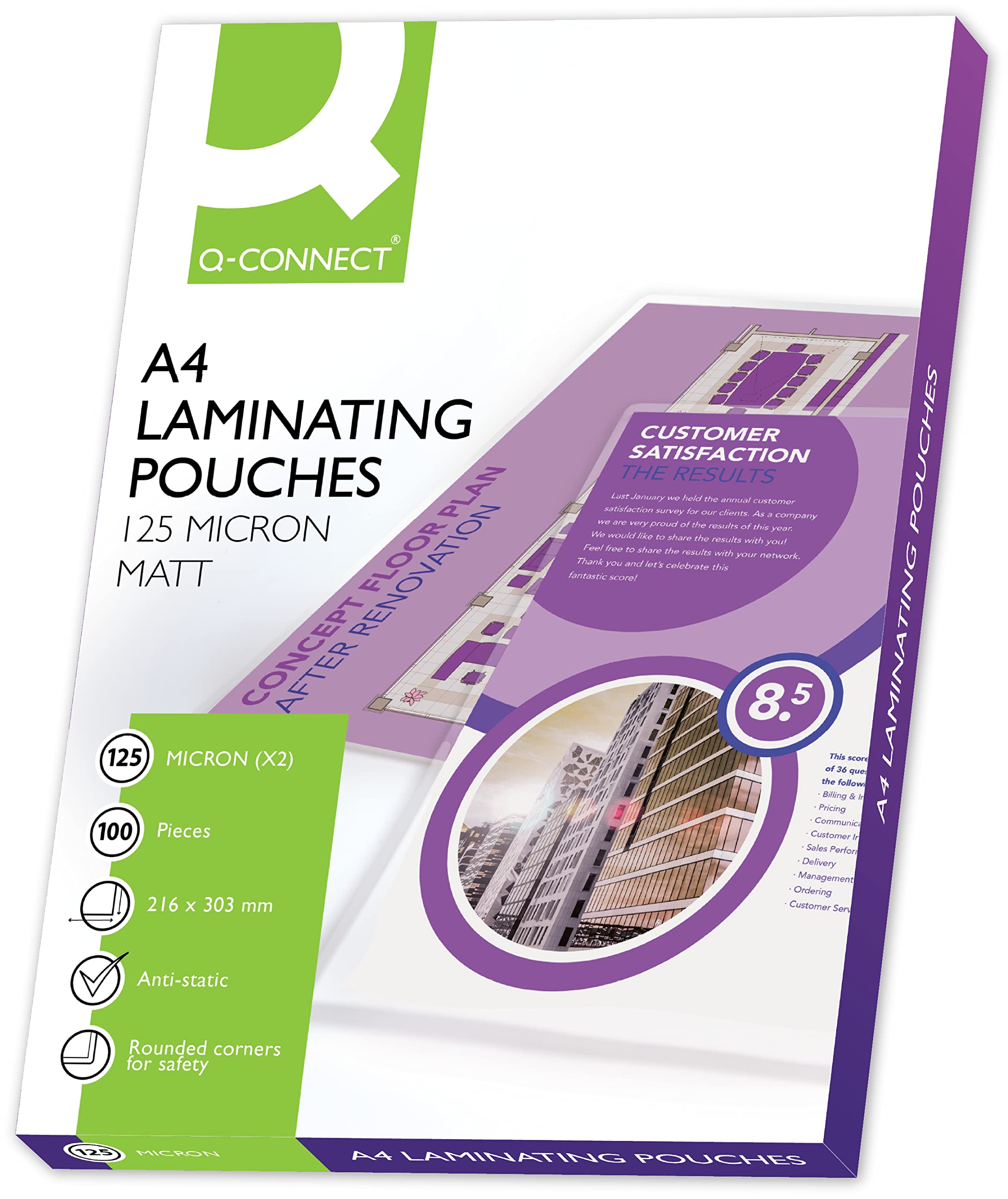 Q-Connect KF24055 Laminating Pouch A4 Matt 125-Micron (Pack of 100)