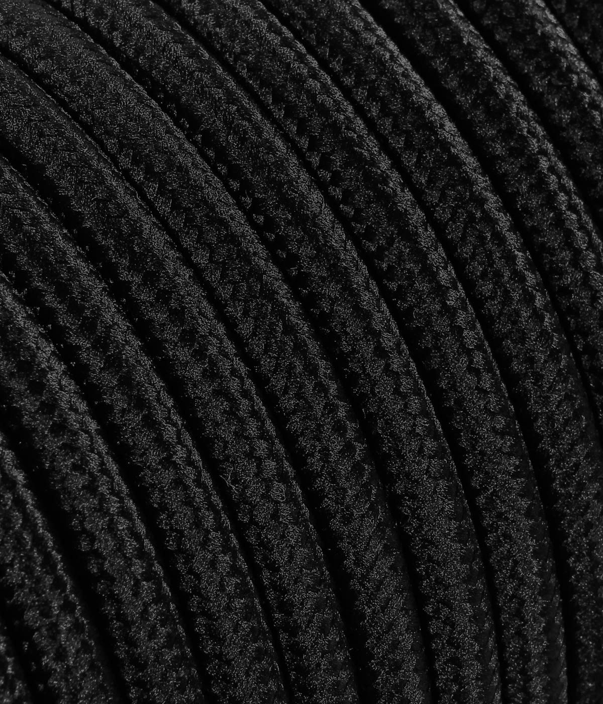 Textile Cable for lamp, Fabric Cable 3-core (3x1.50mm2) - Black. Made in Italy