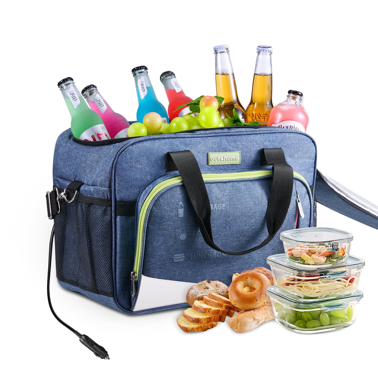 Photo 1 of OUTOHOME Electric Portable Cooler Plug in 12V Car Cooler Bag, Warmer Bag for Vehicle, DC Power Cord,25L Insulated Lunch Bag for Family Outings, Grocery,Camping,Truck Drivers,All Season ?
