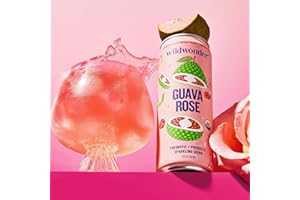 wildwonder Sparkling Probiotic Juice Drink w/Gut Health Immunity, Digestion Support, 5g Fiber, Live Probiotics, Caffeine Free, Organic, Vegan, Low Sugar, 12pk 12oz, Guava Rose, As Seen on Shark Tank
