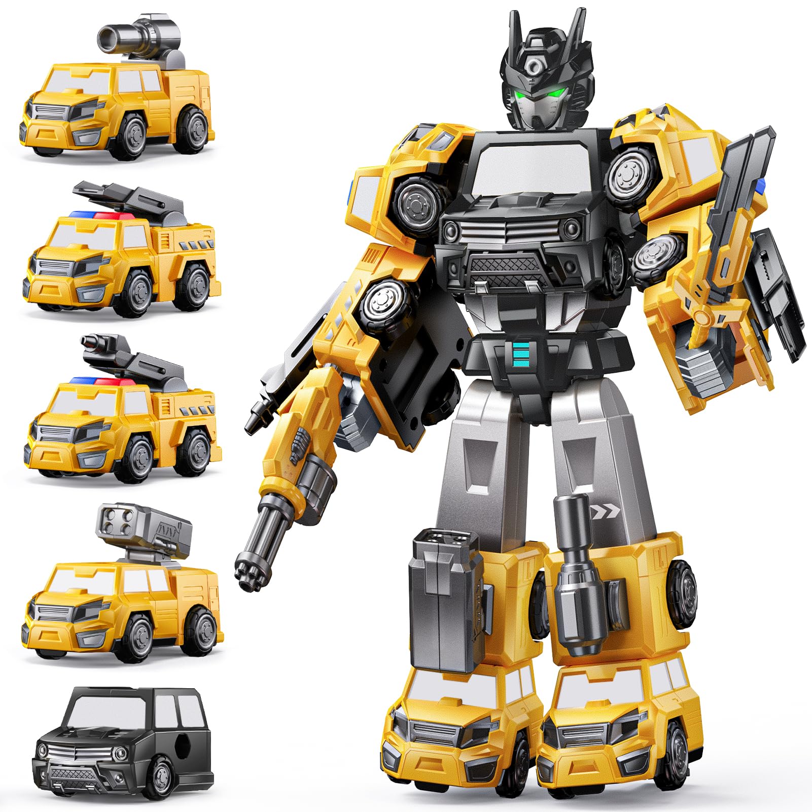 VEEVIFUN 5 in 1 Magnetic Transforming Robot Toys Gifts for 3 4 5 6 Year Old Boys, Truck Toys for Boys, STEM Educational Building Gift for 3-6 Year Old Boy Toy