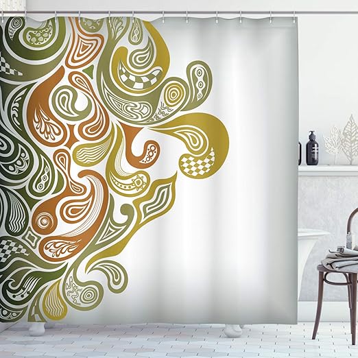 Amazon Com Ambesonne Earth Tones Shower Curtain Classical Scroll