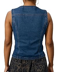 Ladyful Women's Classic Crop Denim Waistcoat Vest