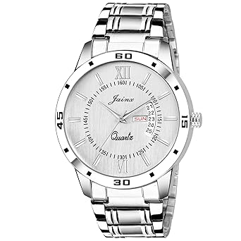 Jainx Silver Day and Date Analog Watch for Men & Boys - JM313